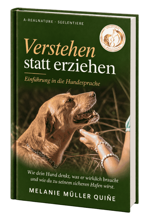 Buch Cover Melanie Müller Quiñe mit 2 ihrer Hunde